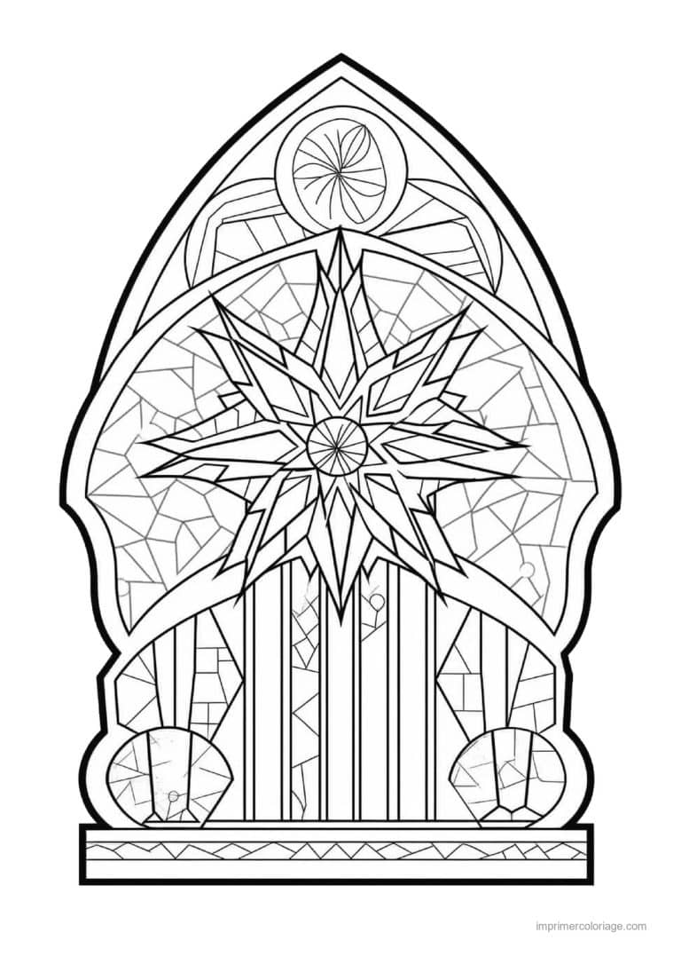 coloriage etoile etoile vitrail ogive - dessin gratuit &agrave; imprimer