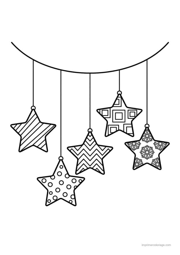 coloriage etoile guirlande etoiles suspendues motifs - dessin gratuit &agrave; imprimer