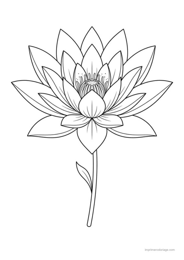 coloriage fleur de lotus 02 - dessin gratuit &agrave; imprimer