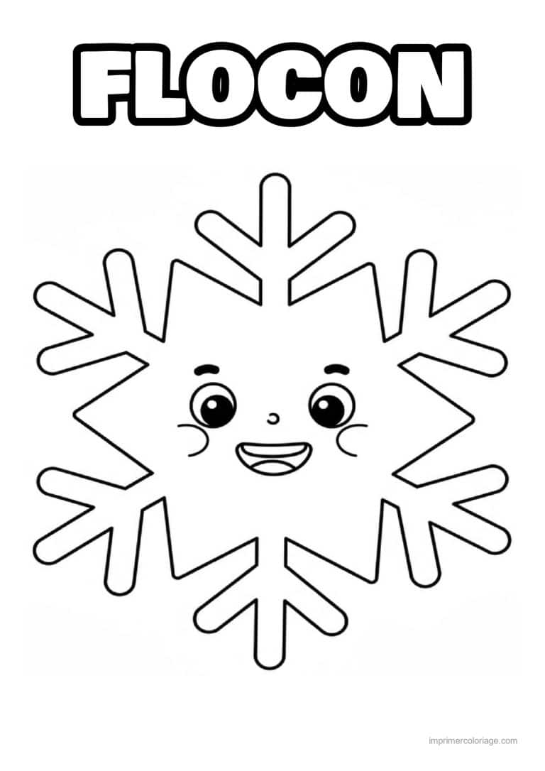 coloriage flocon flocon neige souriant kawaii - dessin gratuit &agrave; imprimer