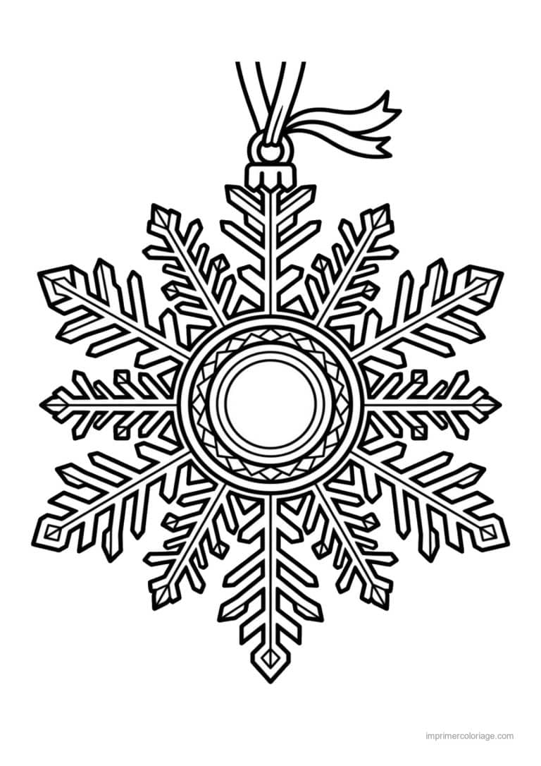 coloriage flocon flocon ornement cercle central - dessin gratuit &agrave; imprimer