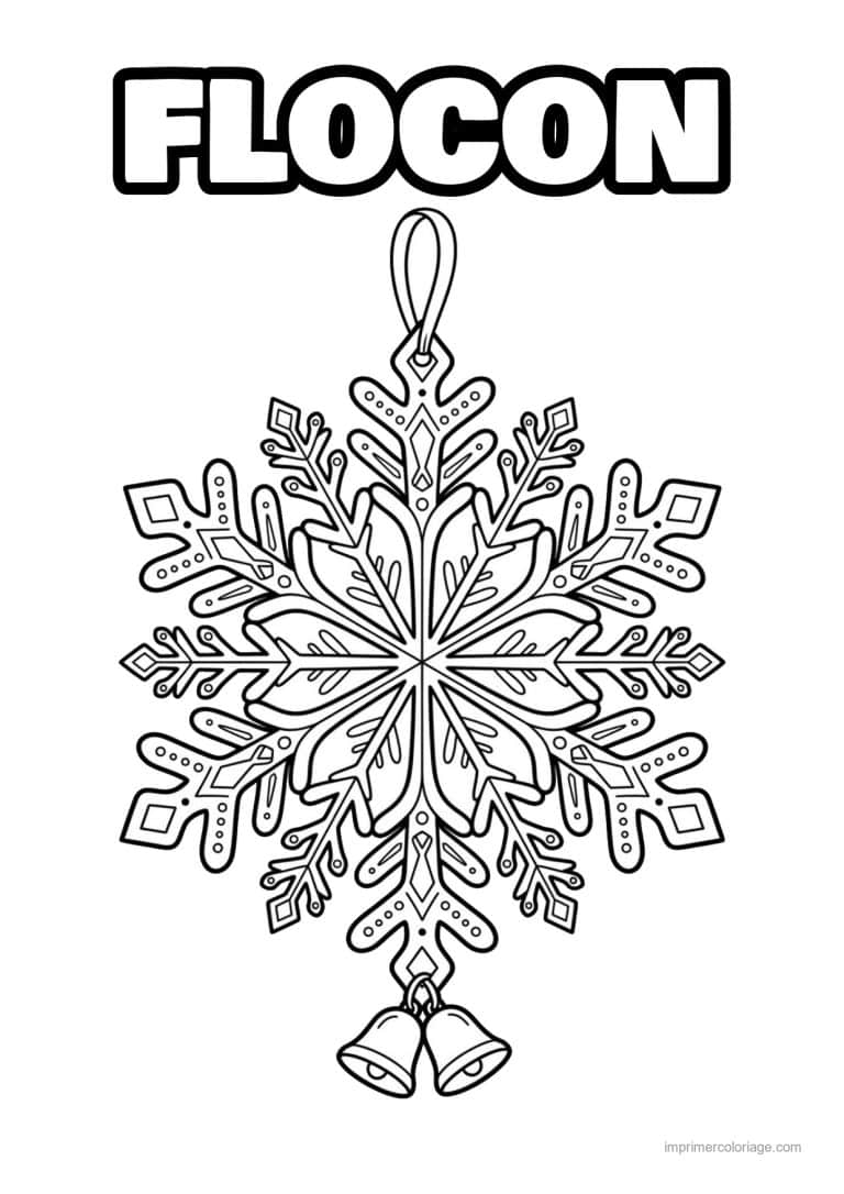 coloriage flocon flocon ornement clochettes - dessin gratuit &agrave; imprimer