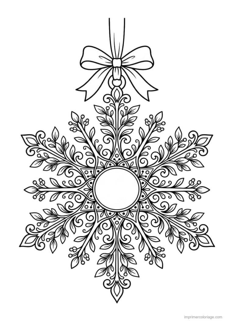 coloriage flocon flocon ornement feuillage noeud - dessin gratuit &agrave; imprimer
