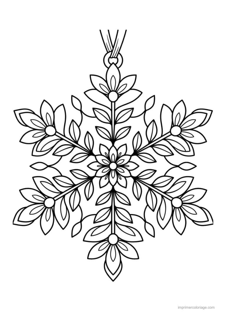 coloriage flocon flocon ornement feuilles - dessin gratuit &agrave; imprimer