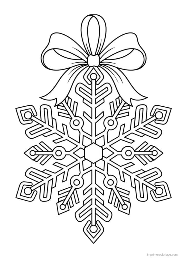 coloriage flocon flocon ornement grand noeud - dessin gratuit &agrave; imprimer