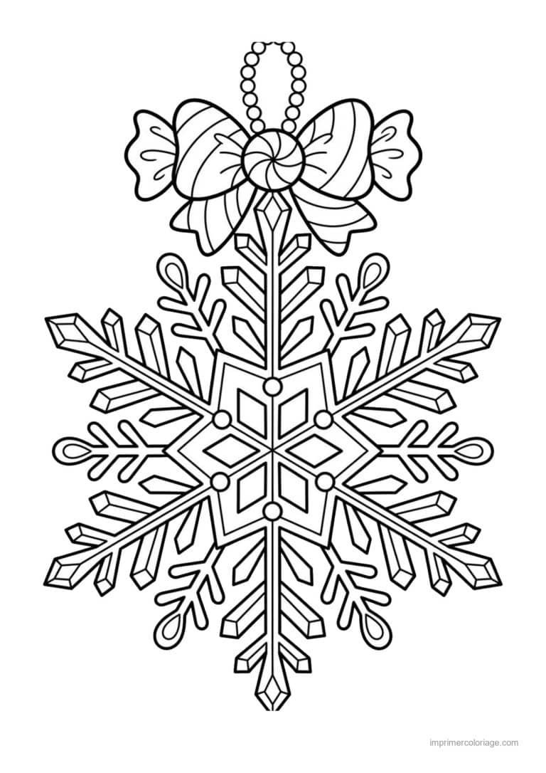 coloriage flocon flocon ornement noeud bonbon - dessin gratuit &agrave; imprimer