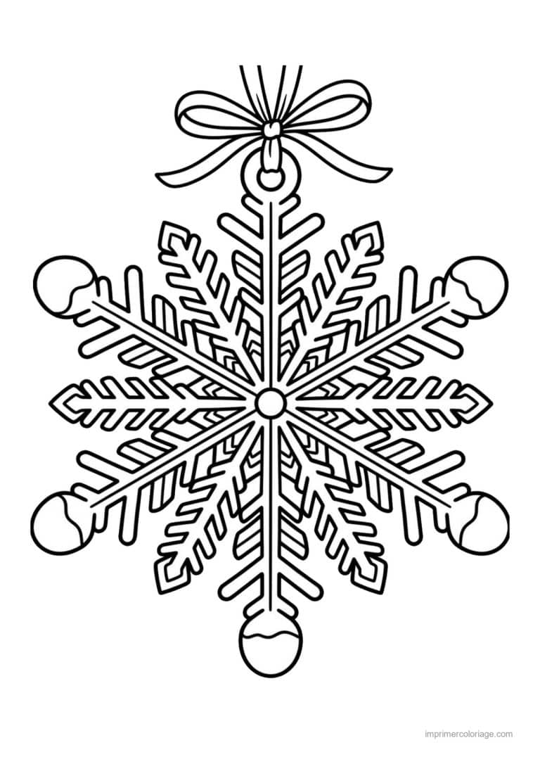 coloriage flocon flocon ornement noeud boules pointes - dessin gratuit &agrave; imprimer