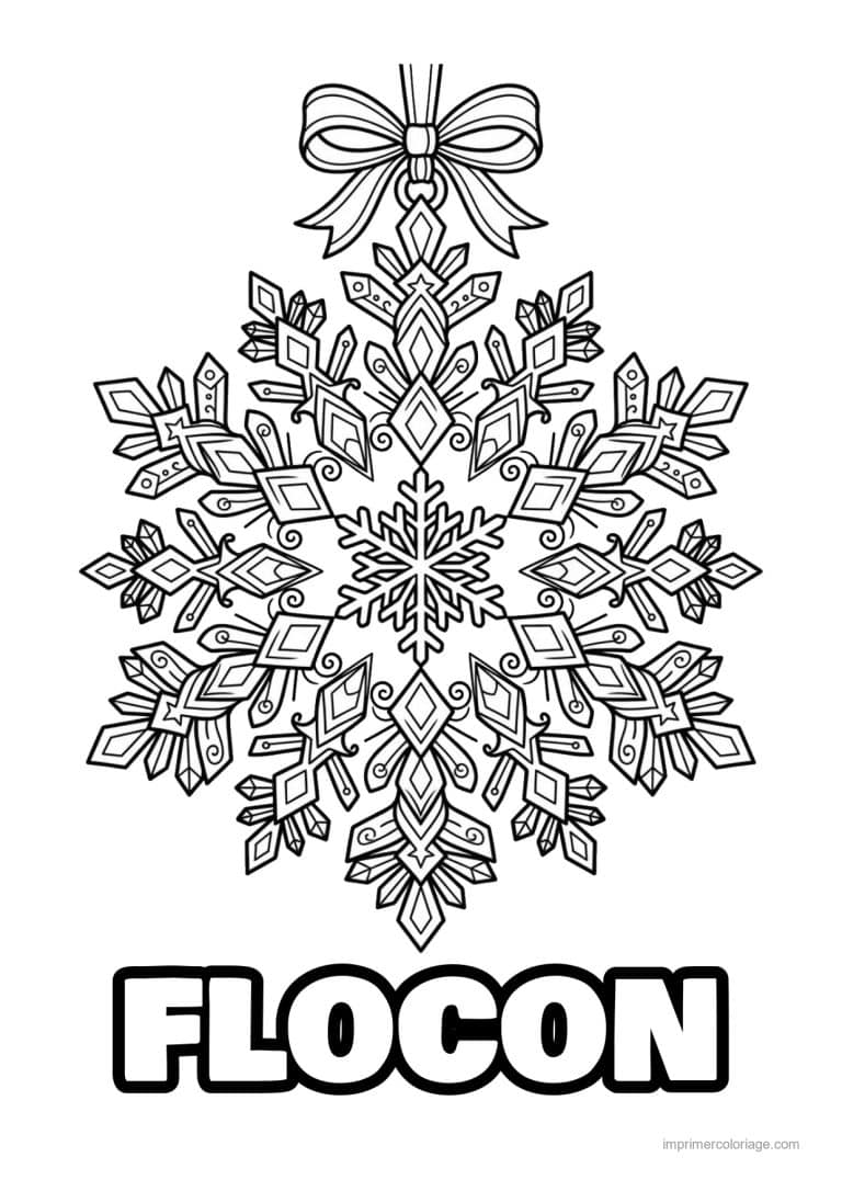 coloriage flocon flocon ornement noeud cristaux - dessin gratuit &agrave; imprimer