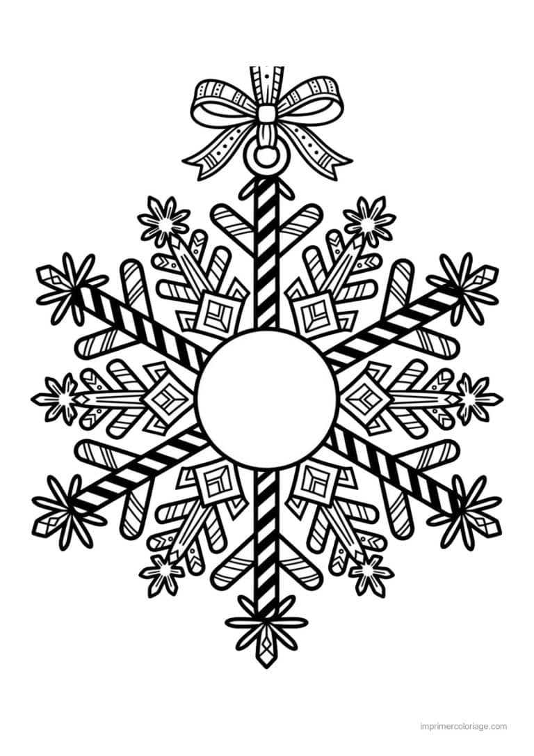coloriage flocon flocon ornement raye noeud - dessin gratuit &agrave; imprimer