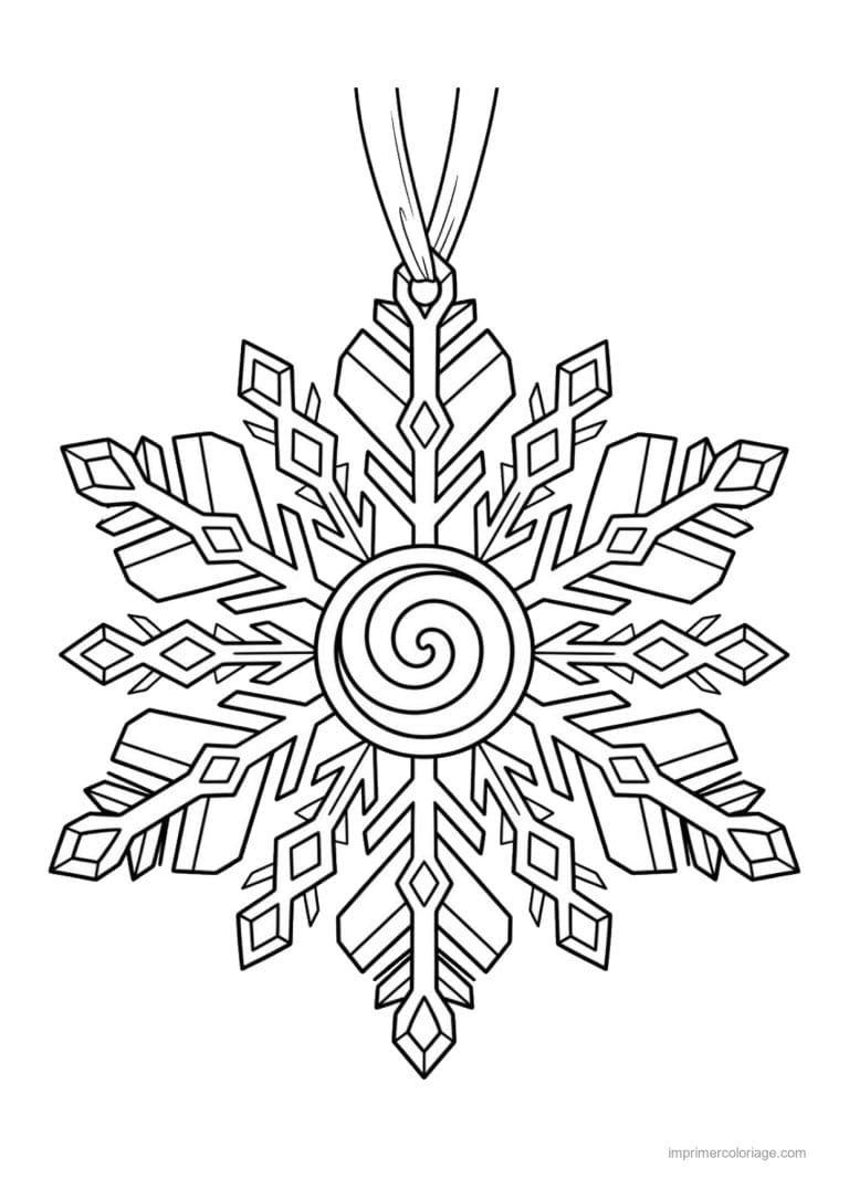 coloriage flocon flocon ornement spirale centrale - dessin gratuit &agrave; imprimer