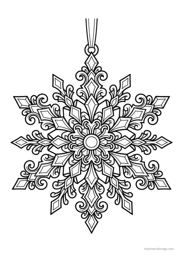 coloriage flocon flocon ornement tres detaille - dessin gratuit &agrave; imprimer