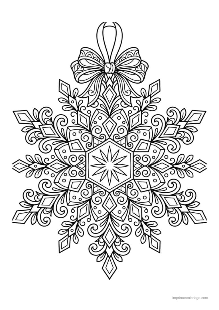 coloriage flocon flocon ornement tres detaille noeud - dessin gratuit &agrave; imprimer
