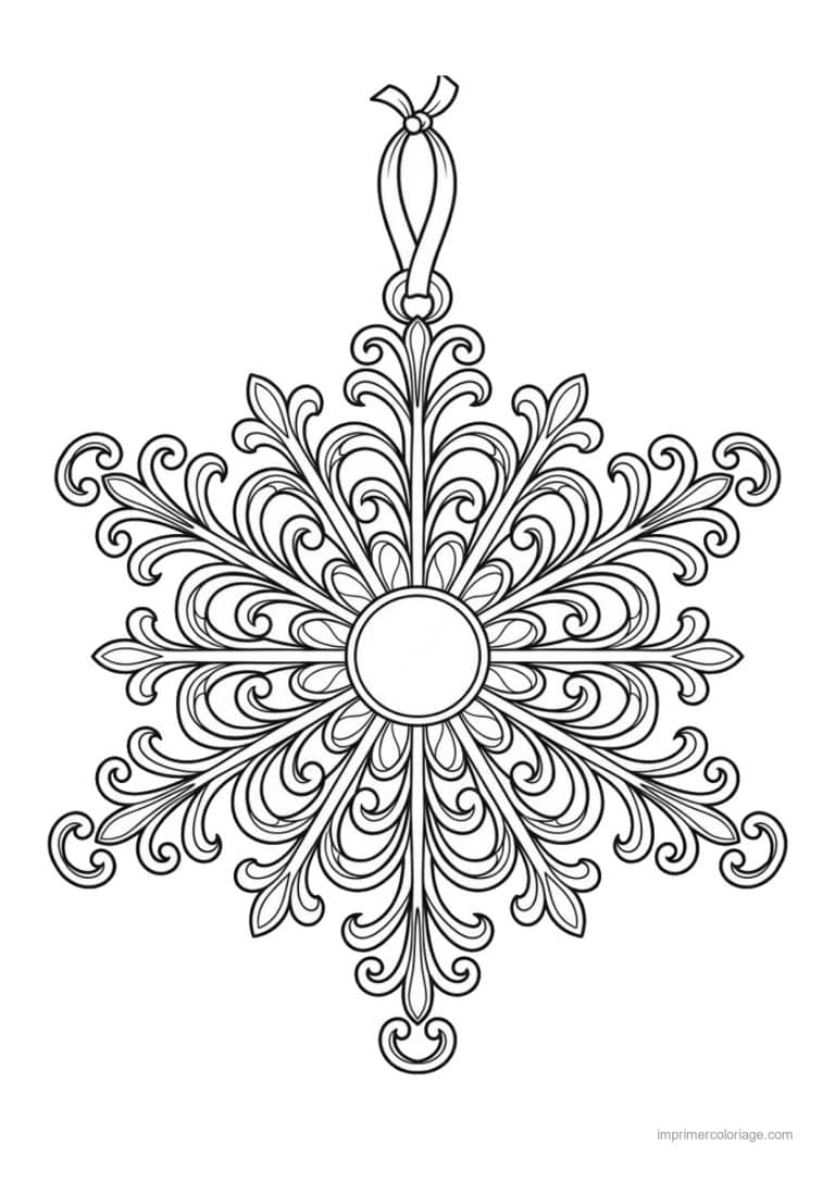 coloriage flocon flocon ornement volutes - dessin gratuit &agrave; imprimer