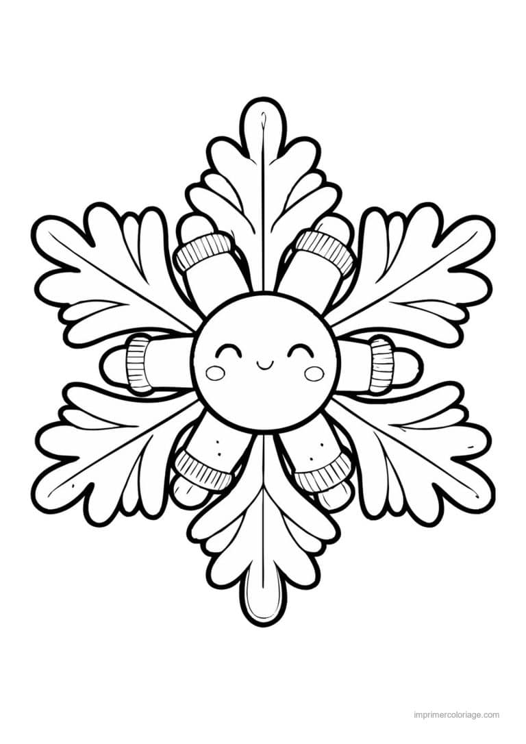 coloriage flocon flocon souriant moufles - dessin gratuit &agrave; imprimer