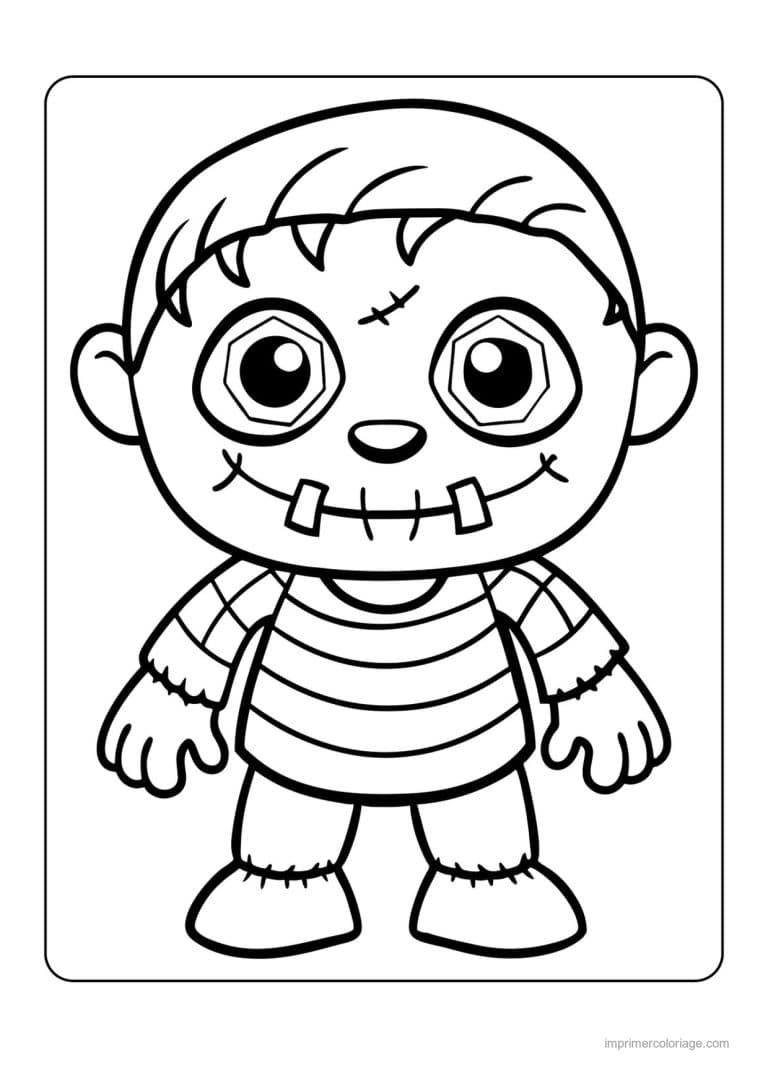 coloriage frankenstein enfant deguise en frankenstein 02 - dessin gratuit &agrave; imprimer
