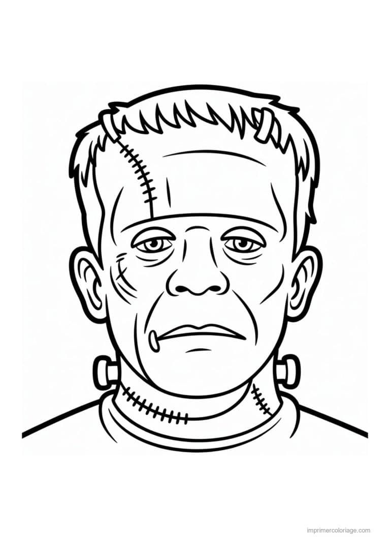 coloriage frankenstein portrait de la creature de frankenstein - dessin gratuit &agrave; imprimer