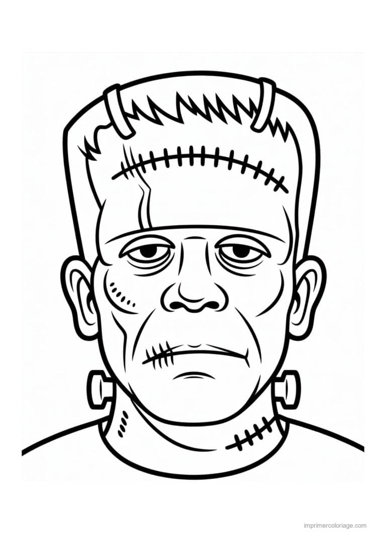 coloriage frankenstein tete de frankenstein - dessin gratuit &agrave; imprimer