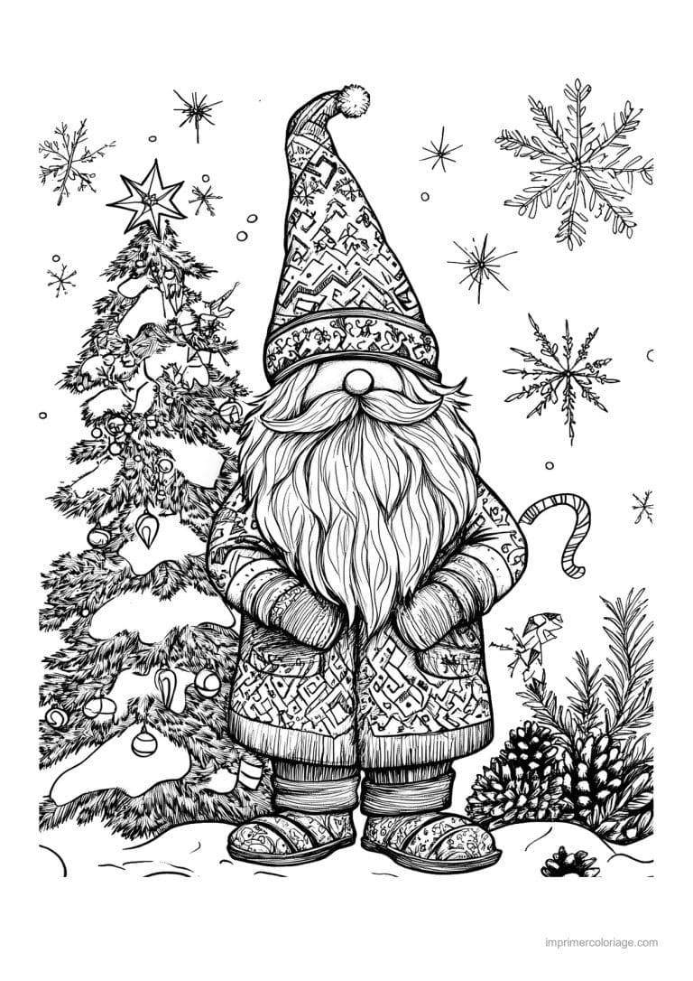 coloriage gnome gnome motifs sucre orge sapin - dessin gratuit &agrave; imprimer