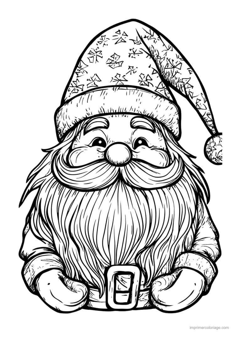 coloriage gnome nain barbu bonnet ceinture - dessin gratuit &agrave; imprimer