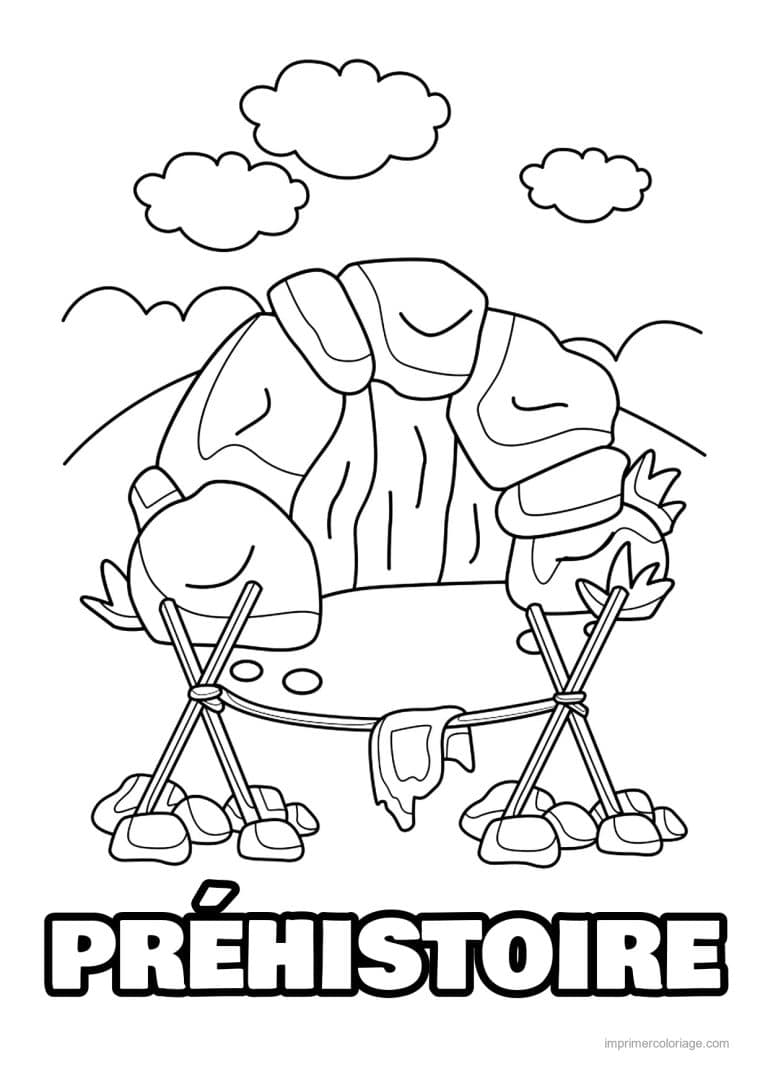 coloriage grotte prehistorique - dessin gratuit &agrave; imprimer