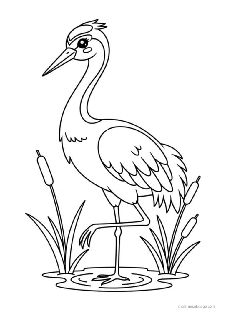 coloriage grue chinoise - dessin gratuit &agrave; imprimer