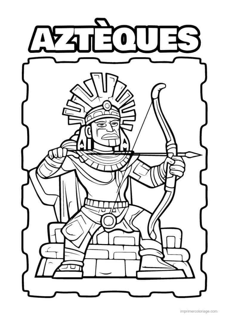 coloriage guerrier azteque arc - dessin gratuit &agrave; imprimer