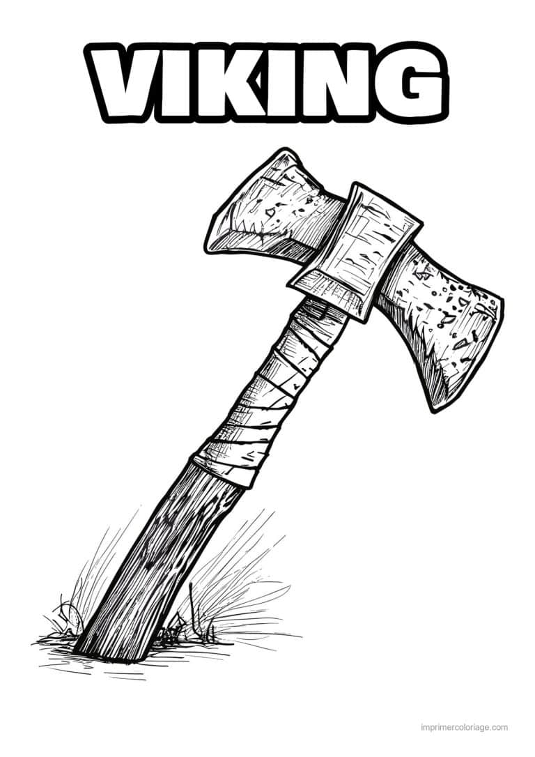 coloriage hache viking 04 - dessin gratuit &agrave; imprimer