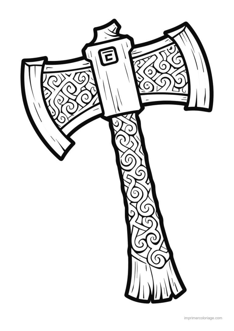 coloriage hache viking 05 - dessin gratuit &agrave; imprimer