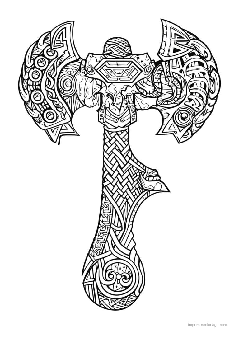 coloriage hache viking 06 - dessin gratuit &agrave; imprimer