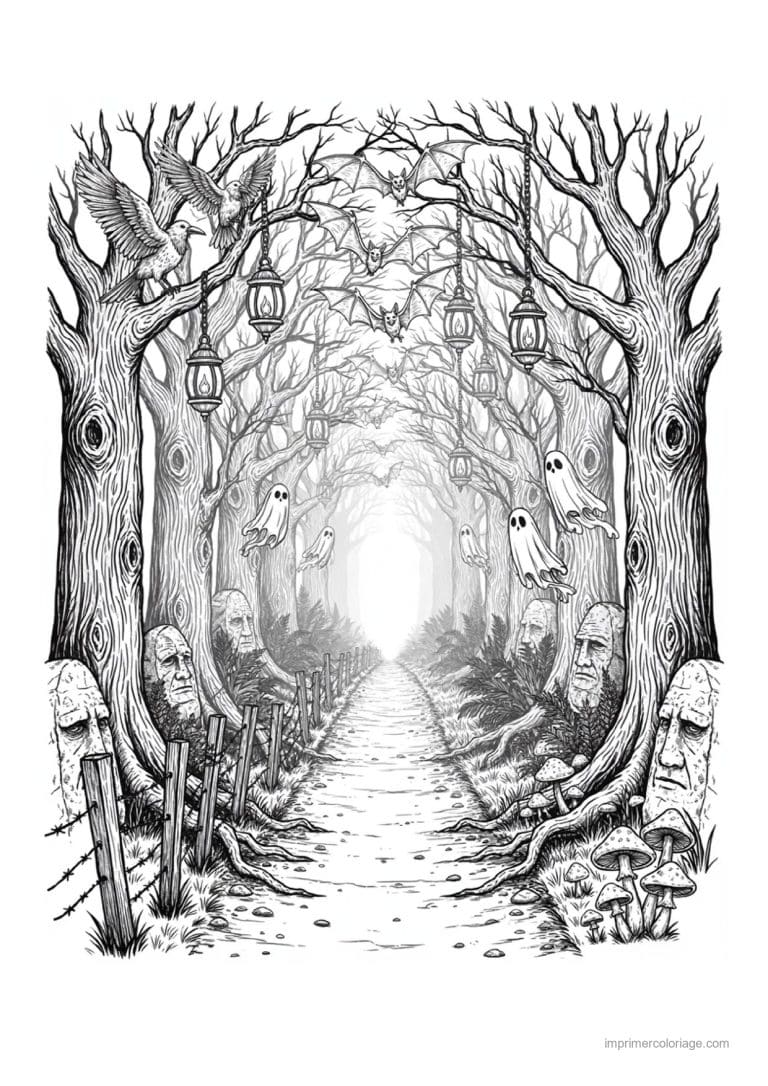 coloriage halloween adulte 05 - dessin gratuit &agrave; imprimer