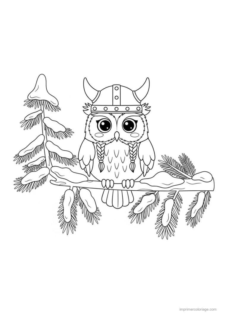 coloriage hibou viking - dessin gratuit &agrave; imprimer