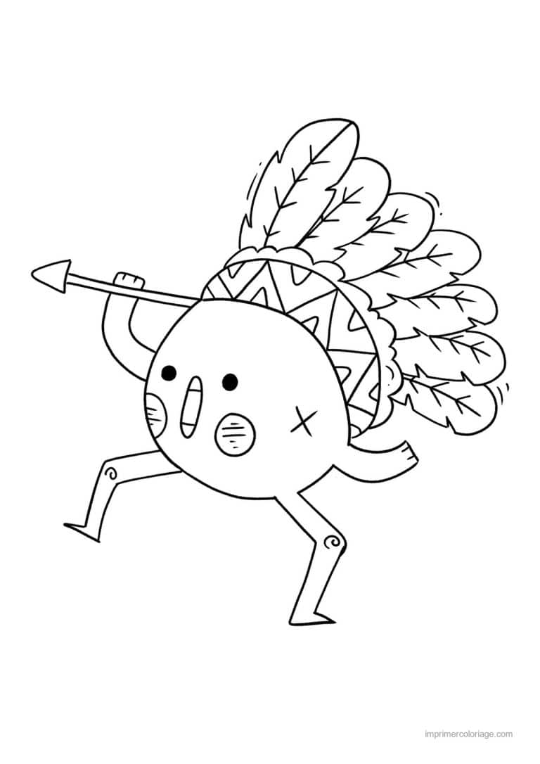 coloriage indien coiffe plumes - dessin gratuit &agrave; imprimer
