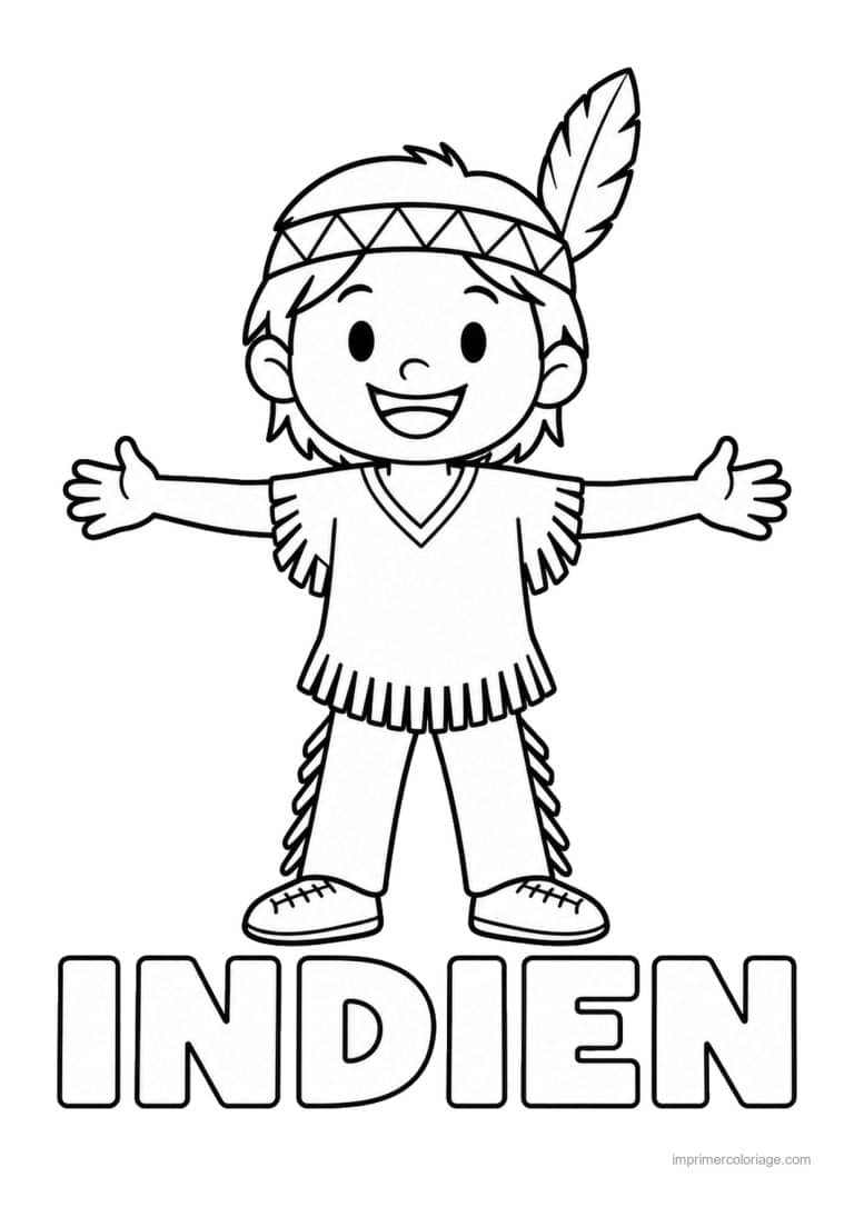 coloriage indien ia debout bras ecartes - dessin gratuit &agrave; imprimer