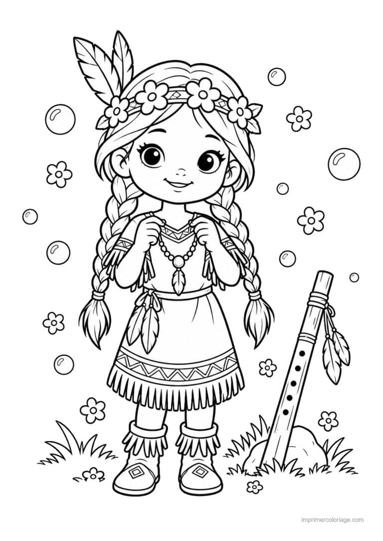 coloriage indien ia indienne collier fait main - dessin gratuit &agrave; imprimer