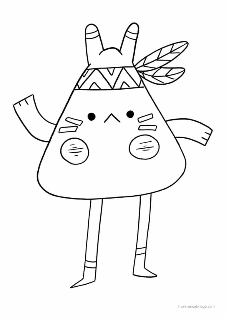coloriage indien kawaii - dessin gratuit &agrave; imprimer