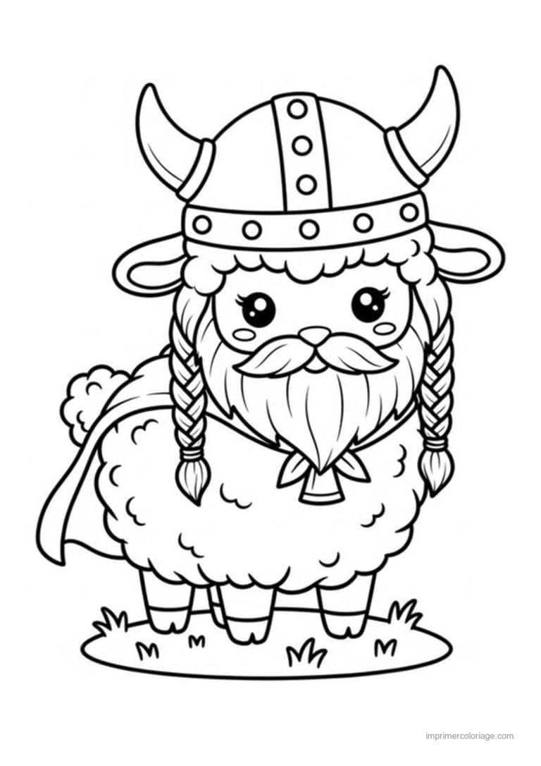 coloriage lama viking - dessin gratuit &agrave; imprimer