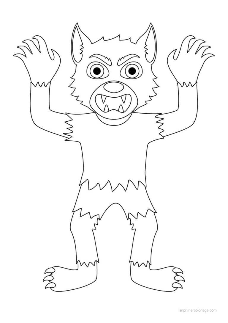coloriage loup garou 03 - dessin gratuit &agrave; imprimer