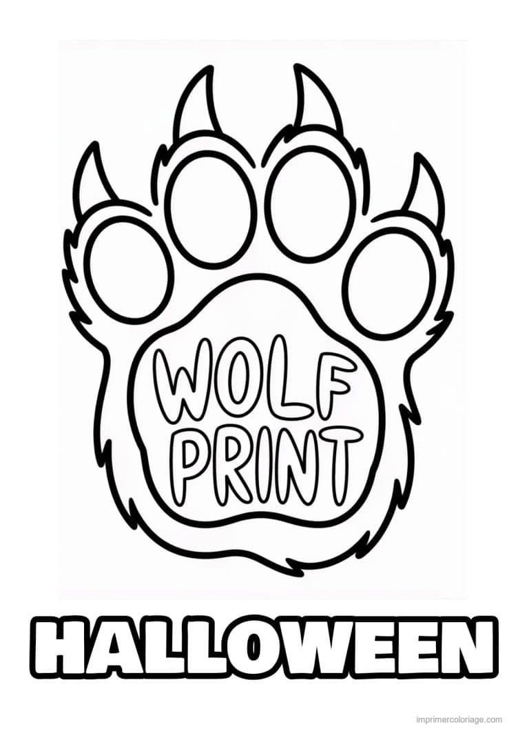 coloriage loup garou empreinte de patte de loup - dessin gratuit &agrave; imprimer