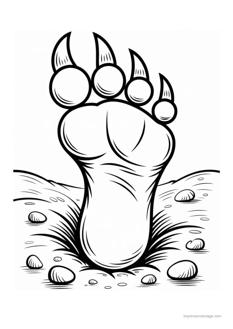 coloriage loup garou empreinte de pied de monstre - dessin gratuit &agrave; imprimer