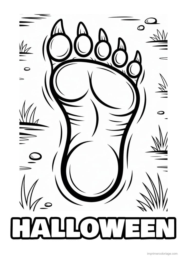 coloriage loup garou empreinte de pied geante - dessin gratuit &agrave; imprimer