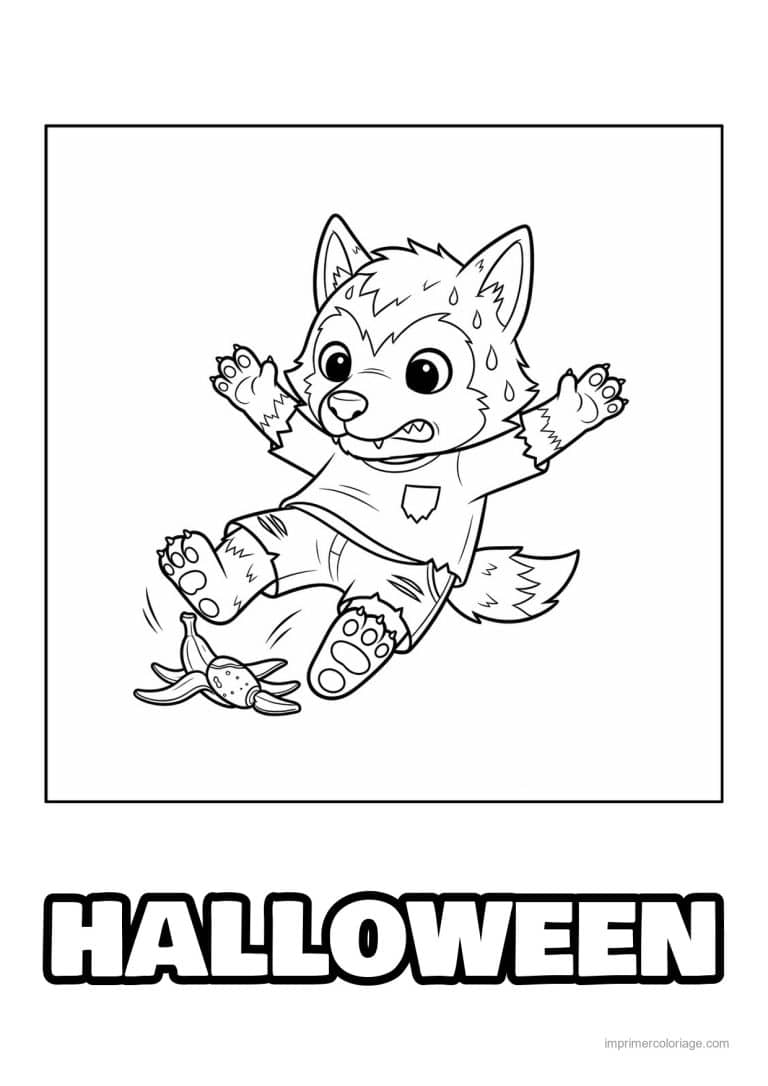 coloriage loup garou louveteau transforme en loup garou - dessin gratuit &agrave; imprimer