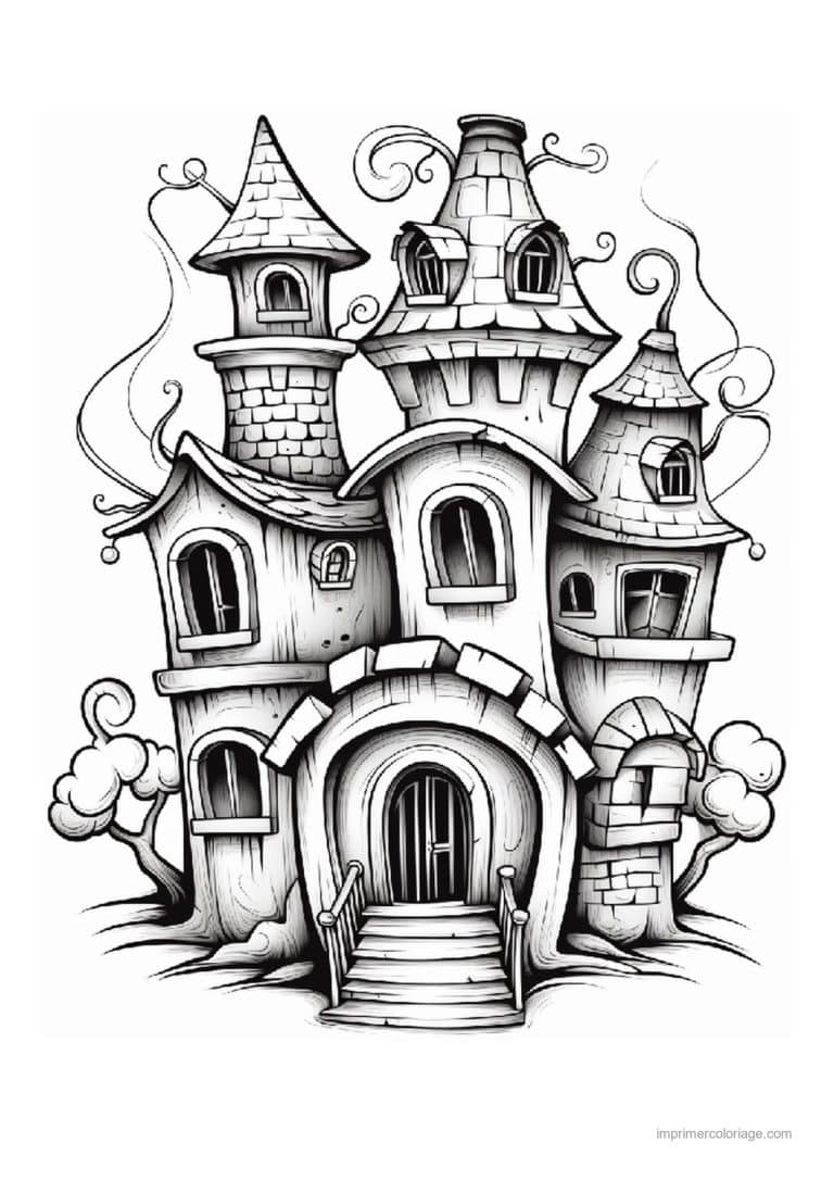 coloriage maison hantee 13 - dessin gratuit &agrave; imprimer