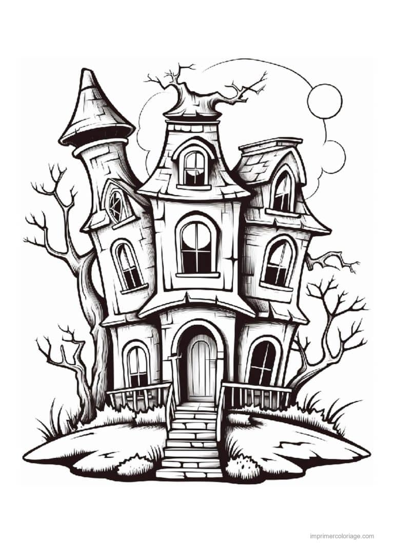 coloriage maison hantee 37 - dessin gratuit &agrave; imprimer