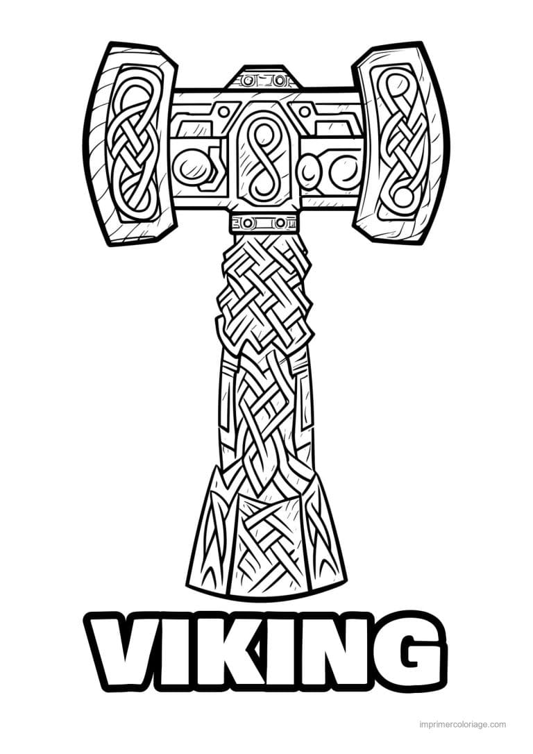 coloriage marteau viking 02 - dessin gratuit &agrave; imprimer