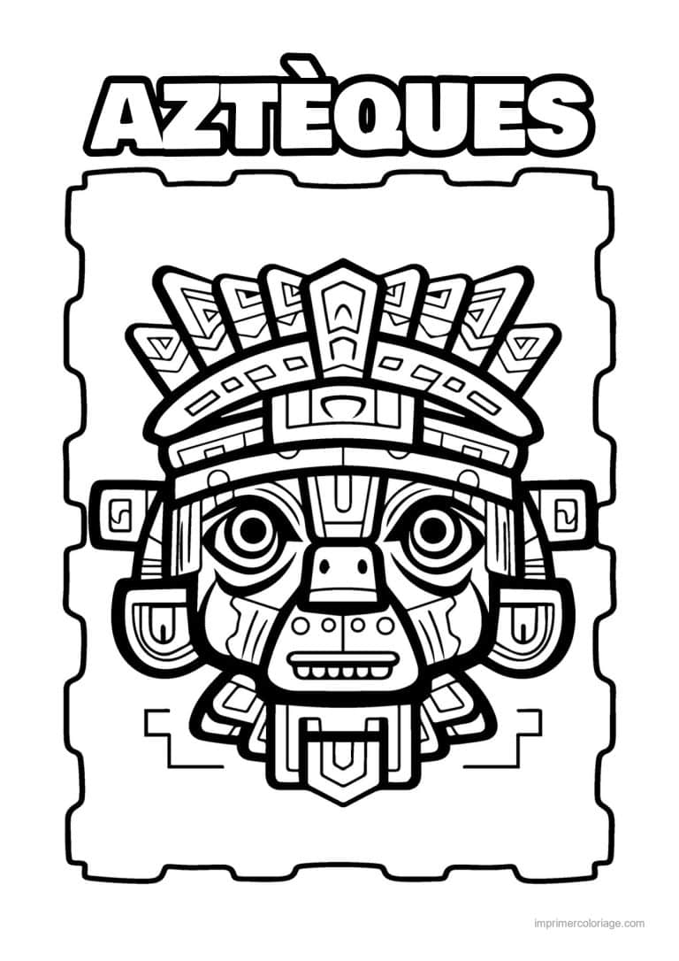 coloriage masque azteque 01 - dessin gratuit &agrave; imprimer