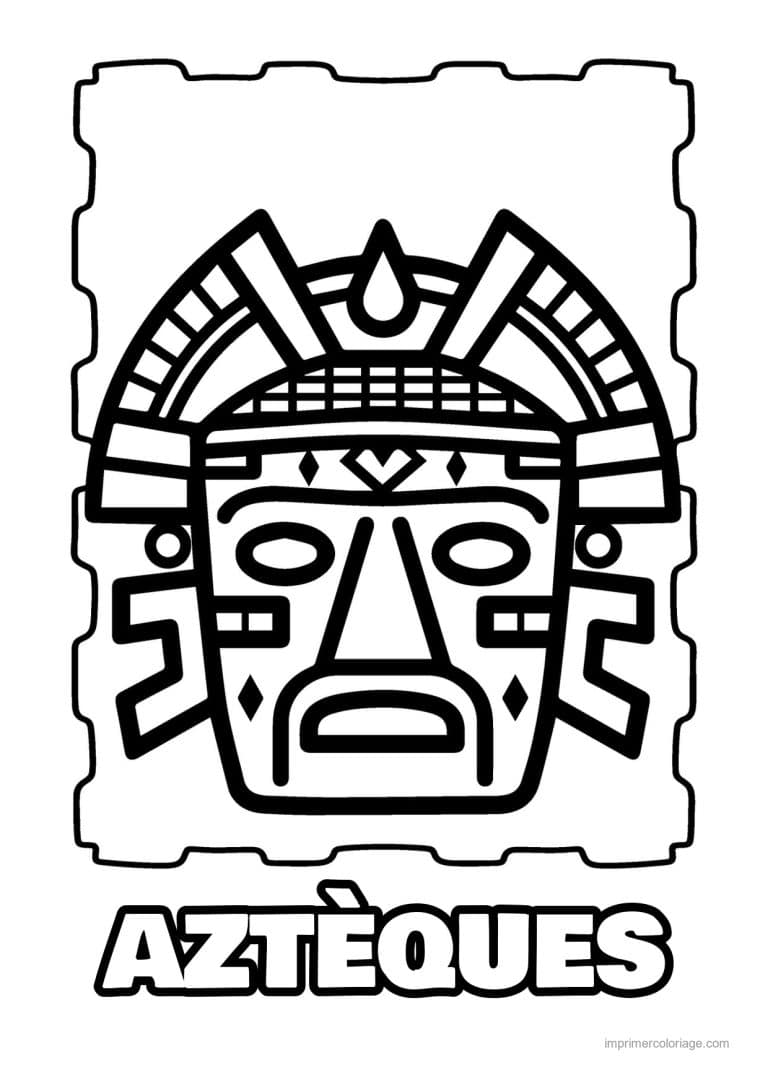 coloriage masque azteque 04 - dessin gratuit &agrave; imprimer
