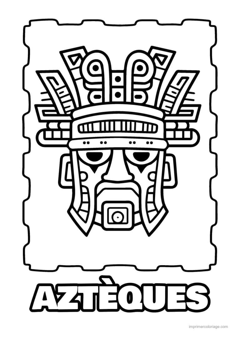 coloriage masque azteque 09 - dessin gratuit &agrave; imprimer