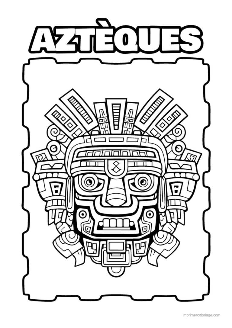coloriage masque azteque 12 - dessin gratuit &agrave; imprimer