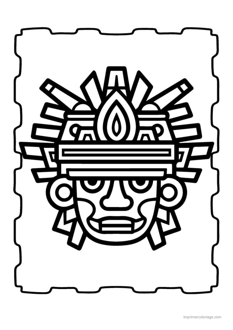 coloriage masque azteque 13 - dessin gratuit &agrave; imprimer