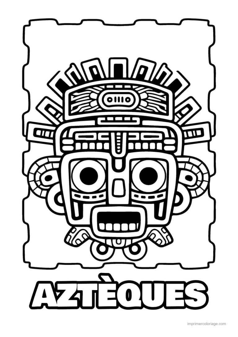 coloriage masque azteque 15 - dessin gratuit &agrave; imprimer
